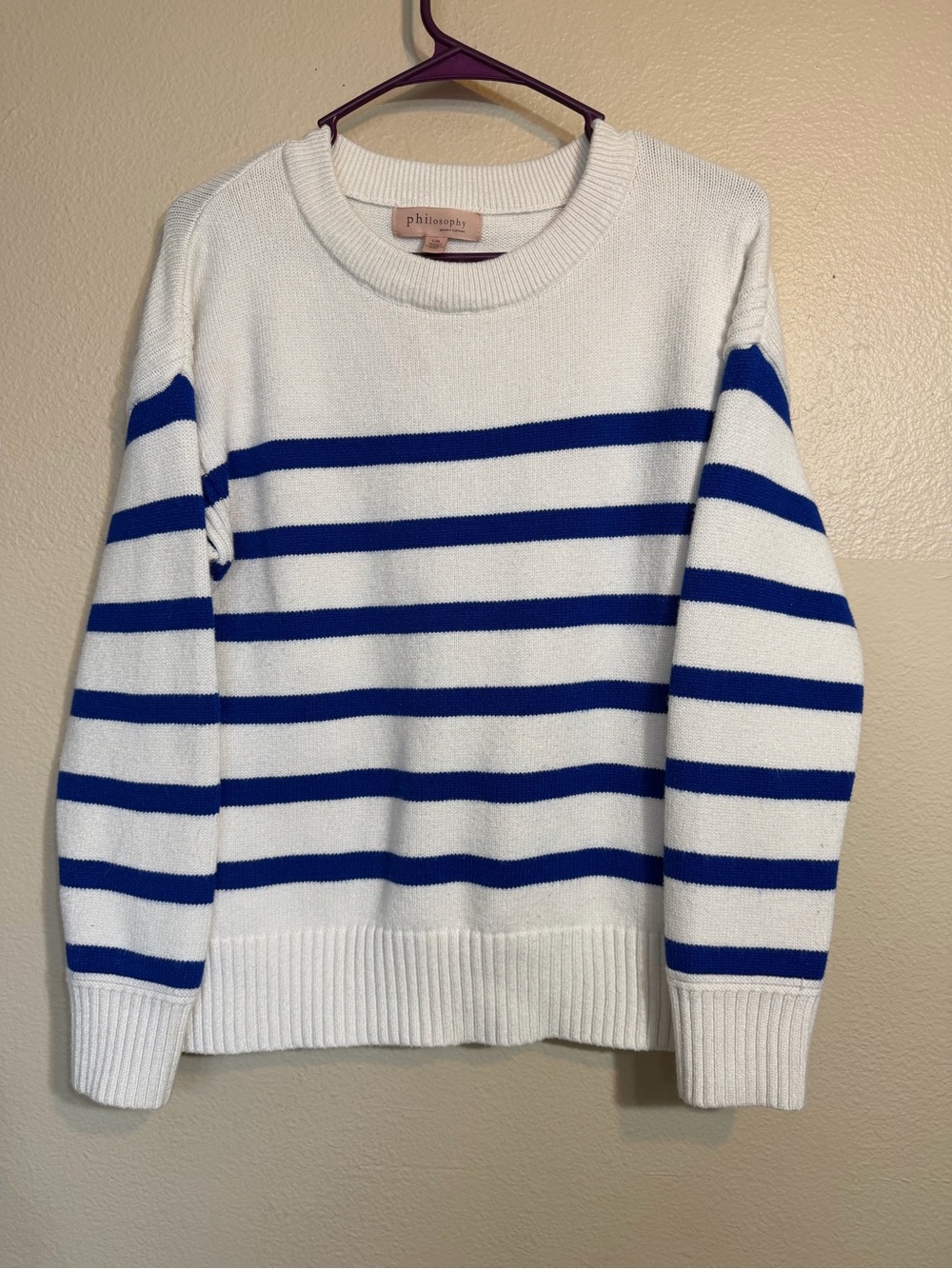 Philosophy Cream Ribbed Crewneck Sweater